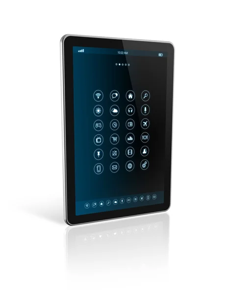 Tablet pc com interface de ícones de aplicativos — Fotografia de Stock