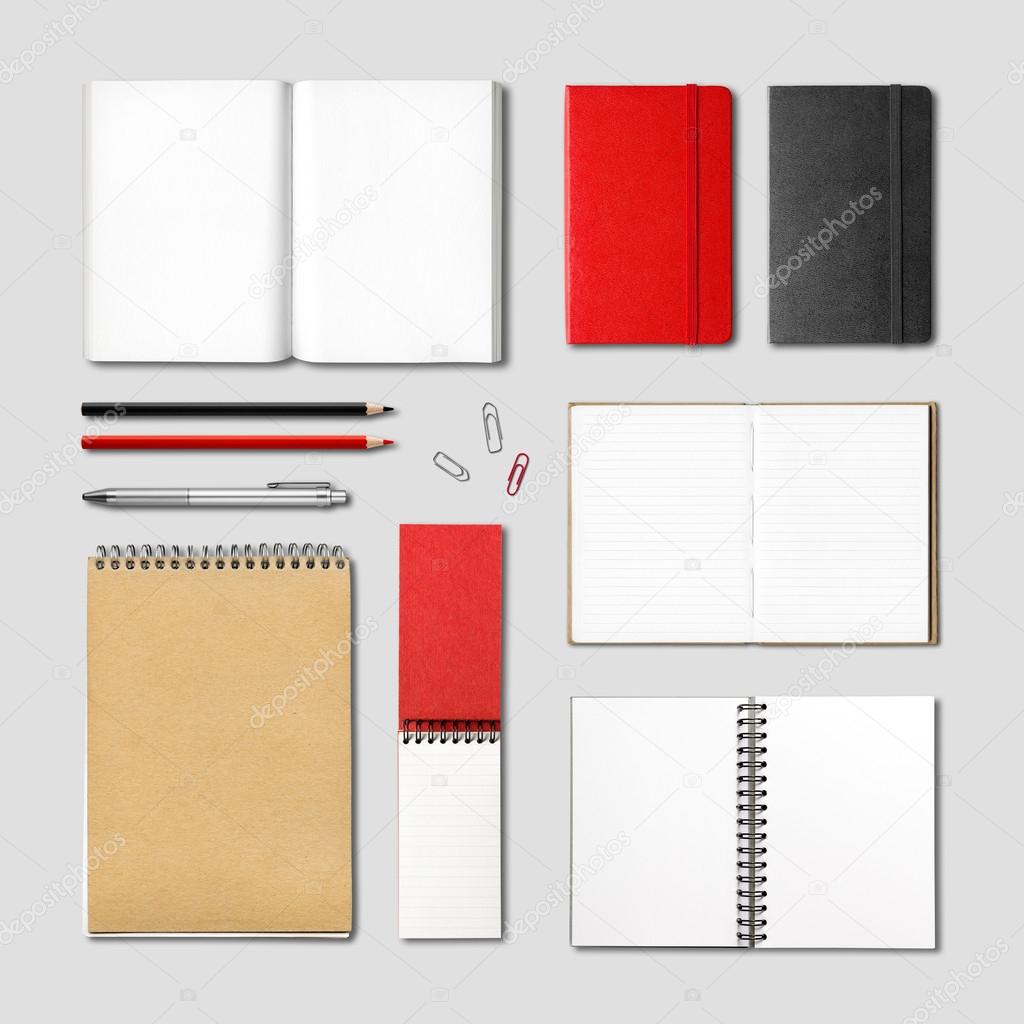 stationery books and notebooks mockup