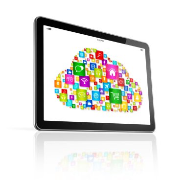 Bulut bilgi işlem sembolü dijital Tablet pc