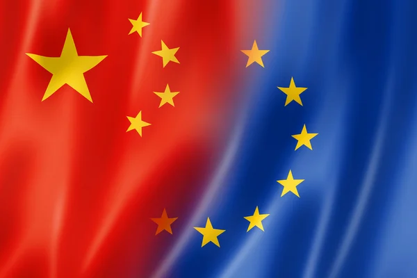 Kina och Europa flagga — Stockfoto