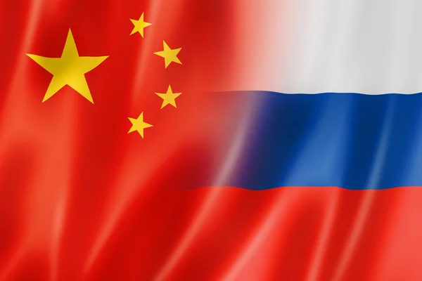 Čína a Rusko vlajka — Stock fotografie