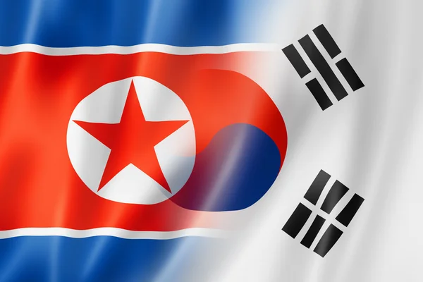 North Korea and South Korea flag — Stock Photo, Image
