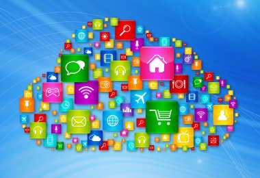 Yüksek teknoloji arka plan bulut Computing sembolü