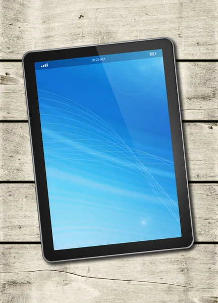 Digitální počítače tablet Pc na bílý dřevěný stůl — Stock fotografie