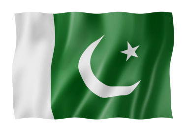 Pakistan bayrağı, üzerinde beyaz izole üç boyutlu render