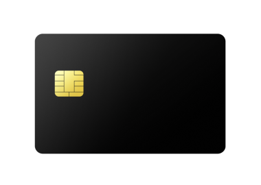 Siyah kredi kartı şablonu beyaz arka planda izole edilmiş. 3B illüstrasyon