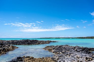 Santa Cruz Adası, berrak turkuaz suları ve Galapagos Takımadaları, Ekvador 'daki doğal bir cennet olan volkanik kayaları ile nefes kesici manzaralar sunar.