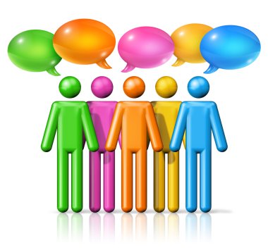 Çöp adamlar insanların konuşma balonları ile grup