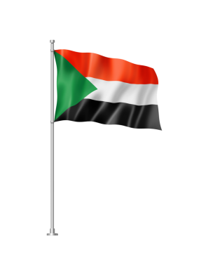 Sudan bayrağı, 3 boyutlu illüstrasyon, beyaz üzerine izole edilmiş.