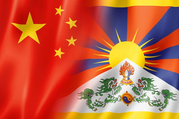 Cina e Tibet bandiera — Foto Stock