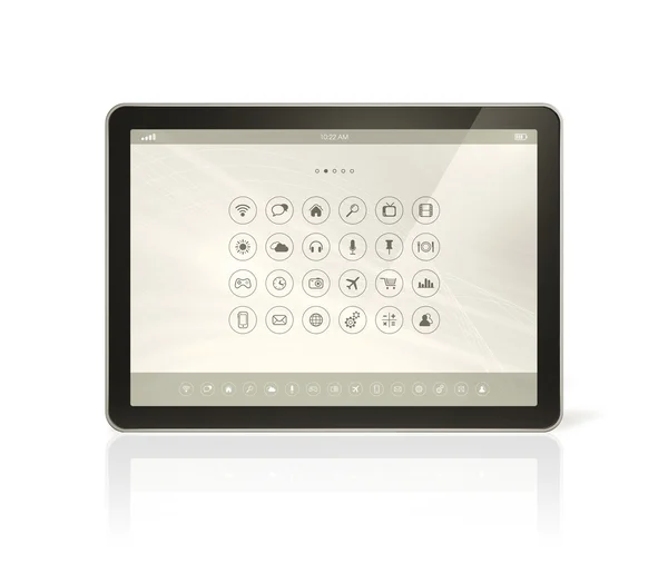 PC tableta digital con interfaz de iconos de aplicaciones —  Fotos de Stock