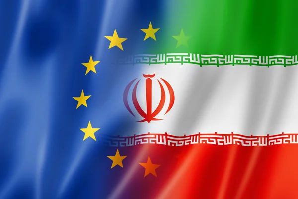 Флаг Европы и Ирана — стоковое фото