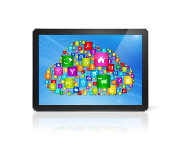 Digital TabletPC och cloud computing symbol — Stockfoto