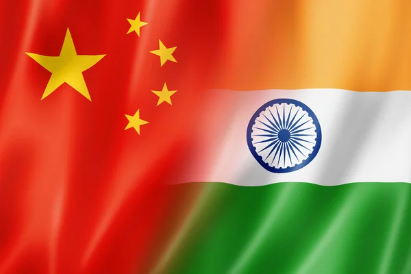 Kina och Indien flagga — Stockfoto