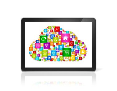 Tablet pc bilgisayar bulut bilgi işlem simge