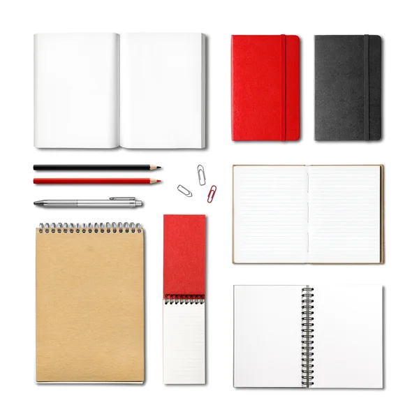 Stationery books and notebooks mockup template — Stock Photo, Image