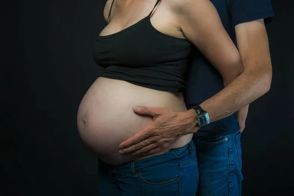 Manos Colocadas Vientre Embarazada —  Fotos de Stock