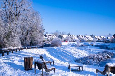 Paris bölgesinde kar, Yvelines, Fransa