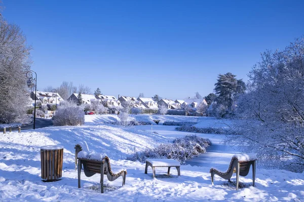 Paris bölgesinde kar, Yvelines, Fransa