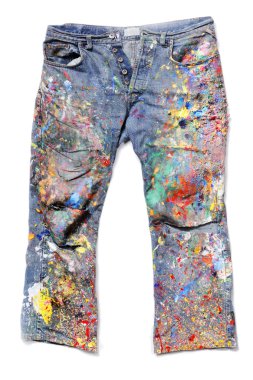 Jeans covered acrylic paints clipart