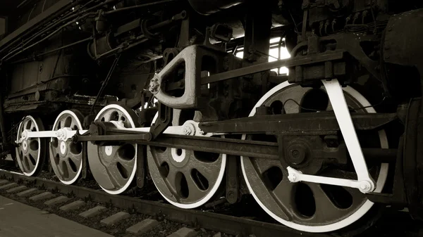 Παλιά ατμομηχανή τροχούς — Φωτογραφία Αρχείου