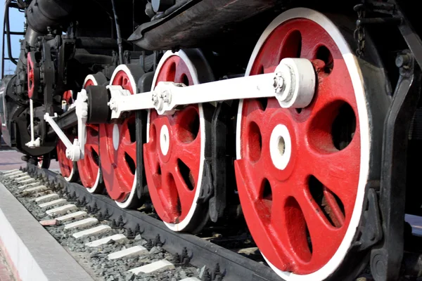 Old steam engine wheels — Stock Photo, Image