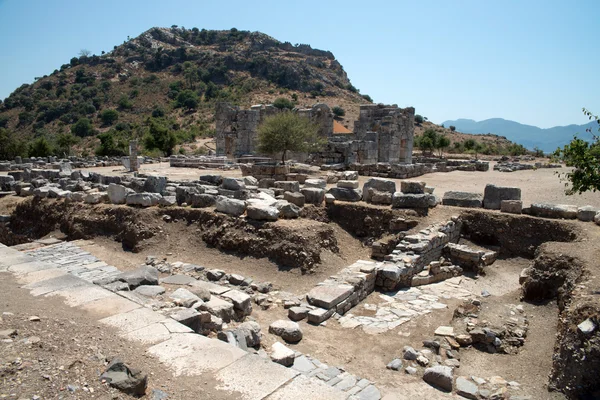 Starověké město z Kaunos, údolí Dalyan, Turecko — Stock fotografie