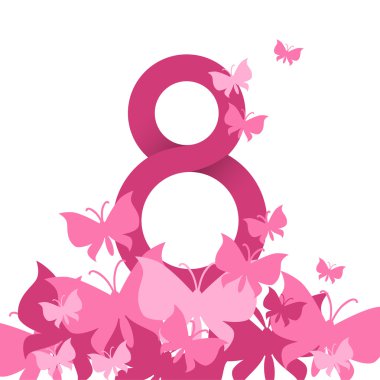 Mart Dünya Kadınlar Günü tebrik kartı ile kelebek