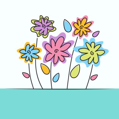 Çiçekler kopya alanı ile davet tebrik satırı kroki ince