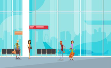 Traveler People Airport Hall Departure Terminal Travel Baggage, Passenger Check In Luggage