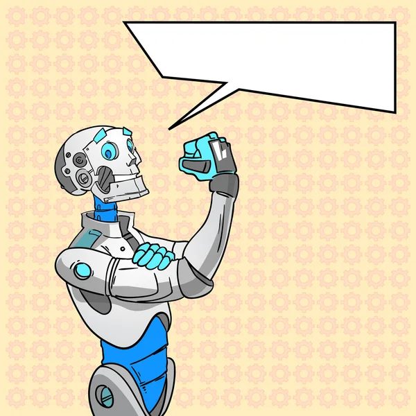 Tecnologia robot possiamo farlo Chat Bubble Pop Art — Vettoriale Stock
