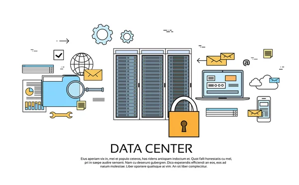 Data Center Hosting Server Computer Device Information — Stock Vector