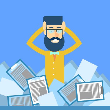 İş adamı tutun kafa belgeleri evrak sorun kavramı