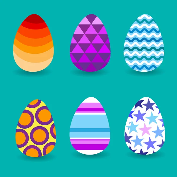 Pascua vacaciones decoradas coloridos huevos conjunto colección — Vector de stock