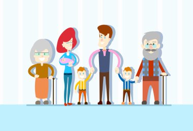 Büyük Aile Kids Bebek Twins Ebeveynler Grandparents Nesil