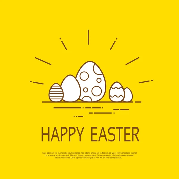 Happy Easter Holiday Sketch Egg Banner Icon Copy Space