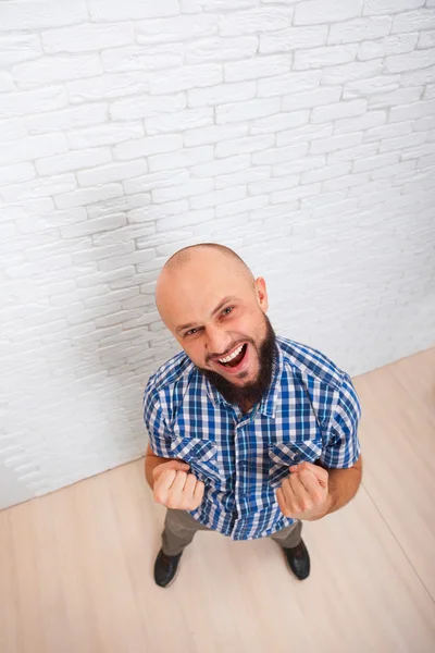 Empresário animado Hold Fist Gesture — Fotografia de Stock