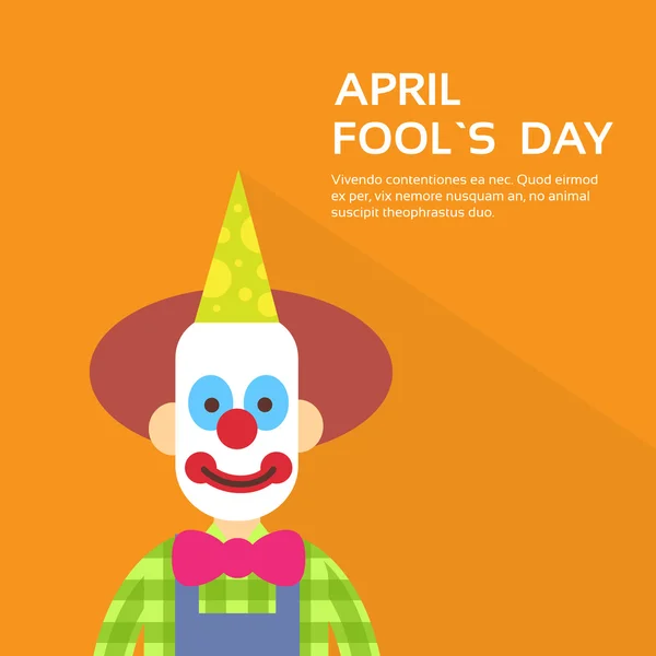 Clownsgesicht am ersten Apriltag, Narrenferienkonzept mit Kopierraum — Stockvektor