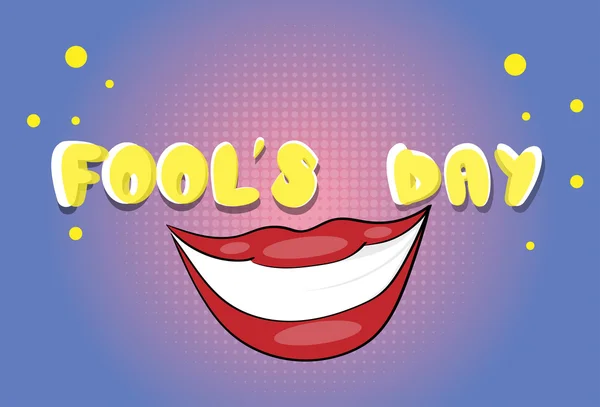 Bouche souriante Premier avril Fool Day Happy Holiday Greeting Card — Image vectorielle