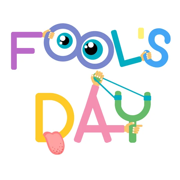 Fool Day April Holiday Greeting Card Banner Comic Crazy — Stok Vektör