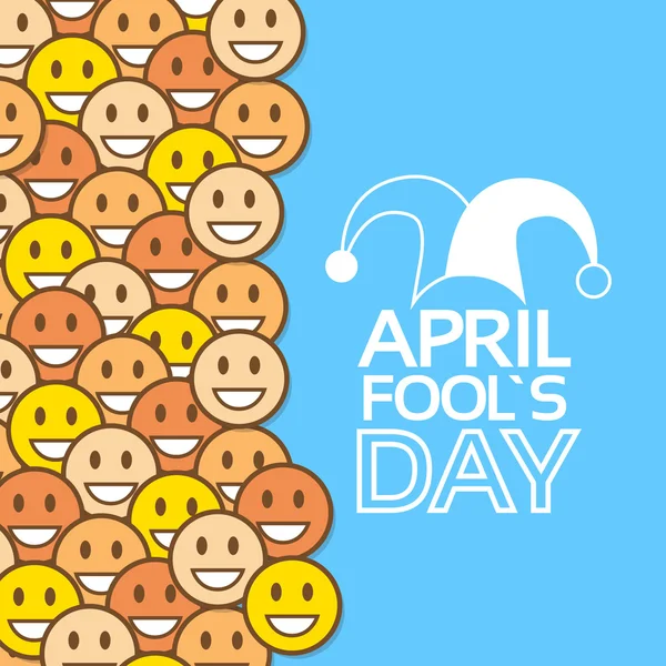 Lächeln gelb Gesichter Narr närrischen Tag April — Stockvektor