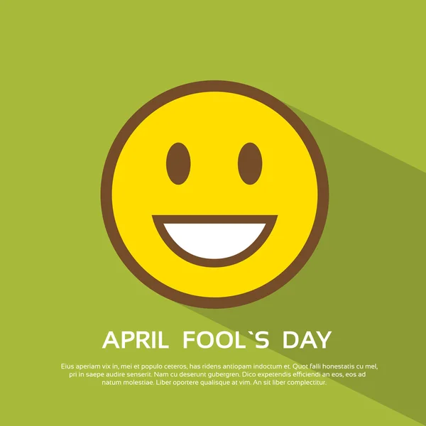 Smile Yellow Face Fool Day April Holiday Greeting Card — Stock Vector