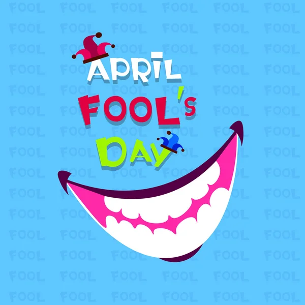 Sorridente bocca primo aprile Fool Day Happy Holiday biglietto di auguri — Vettoriale Stock