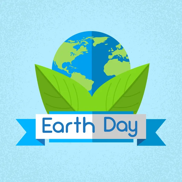 Earth Day World National April Holiday Globe Green Leaf Ecological Protection Concept — Stock Vector