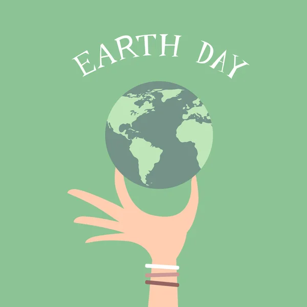 День Земли: человек держит глобус плоским — стоковый вектор