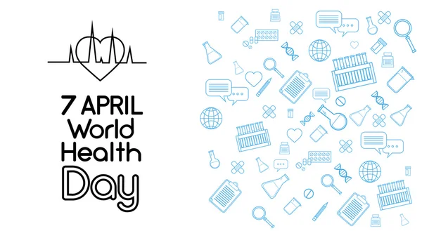 Día Mundial de la Salud Medicina Banner Sketch Background — Archivo Imágenes Vectoriales