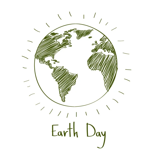 Earth Day Green Skizze Globus ökologischer Schutz — Stockvektor