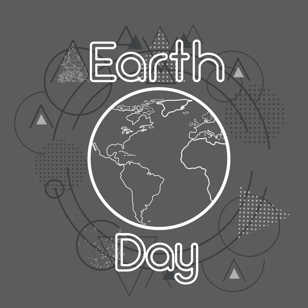 Día de la Tierra Globo mundial sobre el triángulo Fondo geométrico — Vector de stock