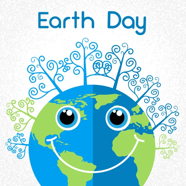 Día de la Tierra World Smiling Globe Personaje de dibujos animados — Vector de stock