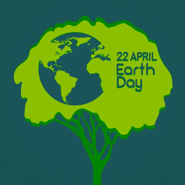 Earth Day grüner Baum mit Weltkugel-Silhouette — Stockvektor